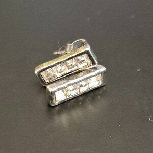 Grace & Heart Elegant Sterling Silver Bar Earrings with Clear Swarovski Crystals